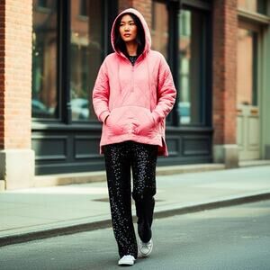 Old Navy Coral Pink Quilted Hoodie Size L